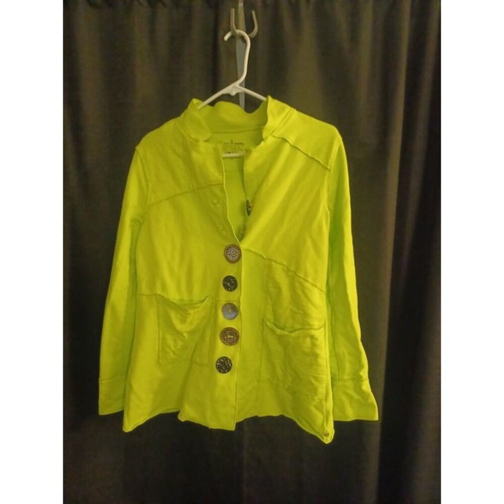 Neon Buddha Yellow Cotton Jacket Womens Soft Knit Boho Size PS